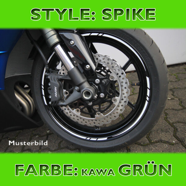 Felgenrandaufkleber "Spike", Kawa- grün, 7 mm