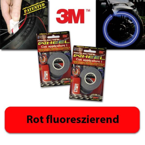 Felgenrandaufkleber rot fluoreszierend | 5mm 6m