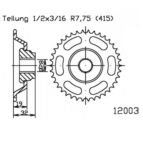 Kettenrad 50-12003-43 | 35100-43 43Z - 415