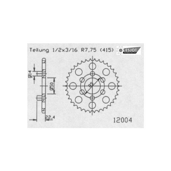 Kettenrad 50-12004-46, 46Z - 415