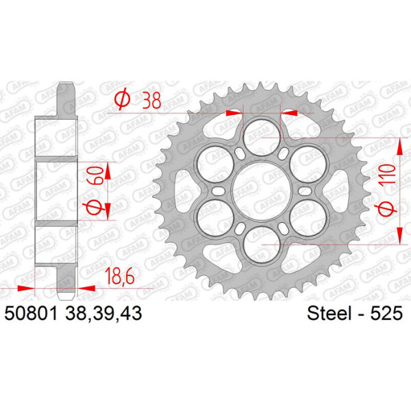 Kettenrad 50-29039-43 | 50801-43 43Z - 525