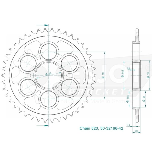 Kettenrad 50-32166-42, 42Z - 520