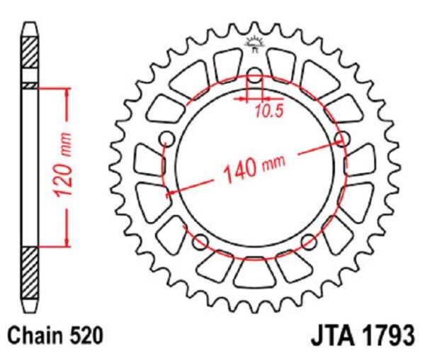 Kettenrad ALU 42Z  |  520 SI