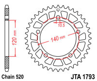 Kettenrad ALU 44Z | 520 BLK