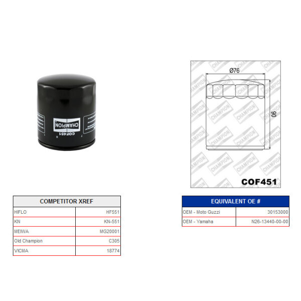 Ölfilter Champion C305 / COF451*