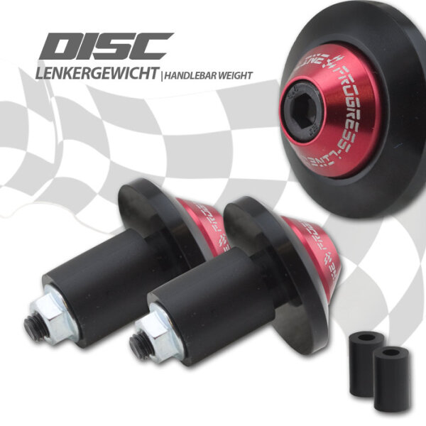 Lenkergewichte "Disc" | Alu schwarz / rot