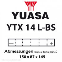 Batterie | YUASA YTX14L-BS 12 AH MF