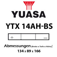 Batterie | YUASA YTX14AH-BS 12 AH MF