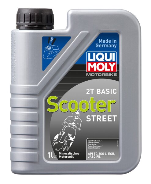 Liqui Moly Motorbike 2T Basic Scooter Street 1 Liter Kanister API TC, ISO L-EGB, JASO FB mineralisch