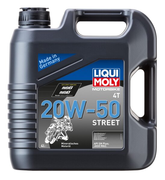 Liqui Moly Motorbike 4T 20W-50 Street 4 Liter Kanister API SN PLUS, JASO MA2 mineralisch