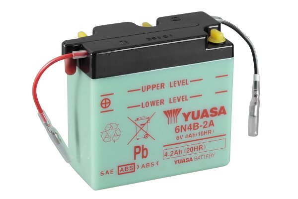 Yuasa Batterie 6N4B-2A (DC) ohne Säure 6V/4AH (10 Std.) [102x48x96] Säurefüllmenge 200 ml