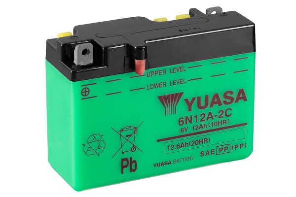 Yuasa Batterie 6N12A-2C (DC) ohne Säure 6V/12AH (10 Std.) [156x57x116] Säurefüllmenge 500 ml