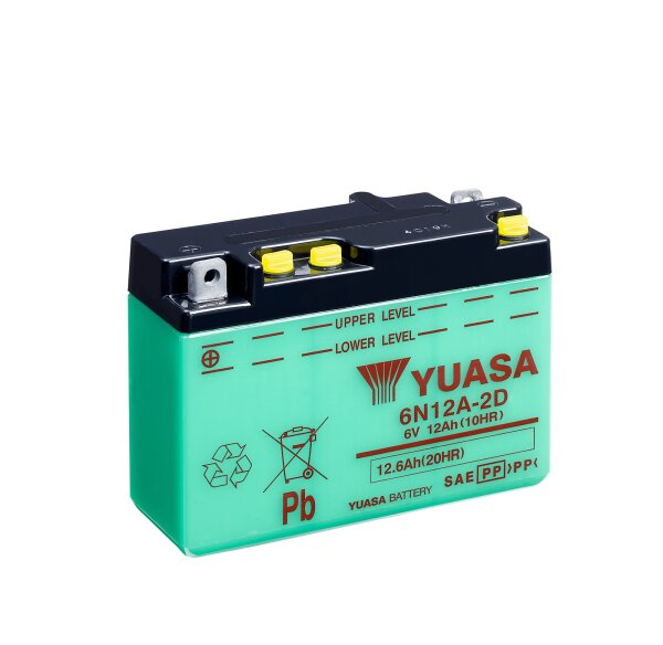 Yuasa Batterie 6N12A-2D (DC) ohne Säure 6V/12AH (10 Std.) [156x57x116] Säurefüllmenge 450 ml