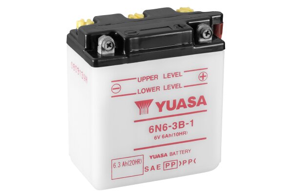 Yuasa Batterie 6N6-3B-1 (CP) mit Säurepack 6V/6AH (10 Std.) [99x57x111]