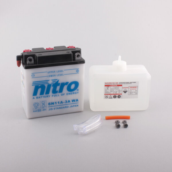 Nitro Batterie 6N11A-3A (CP) mit Säurepack 6V/11Ah [122x62x131]