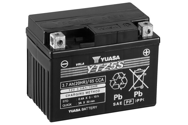 Yuasa Batterie YTZ5S (WC) AGM / Gel 12V/3,5AH (10 Std.) [115x72x86] CCA=65A