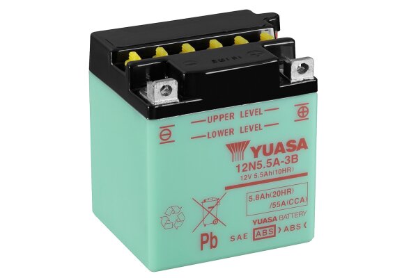 Yuasa Batterie 12N5.5A-3B (DC) ohne Säure 12V/5,5AH (10 Std.) [103x90x114] CCA=55A Säurefüllmenge 500 ml