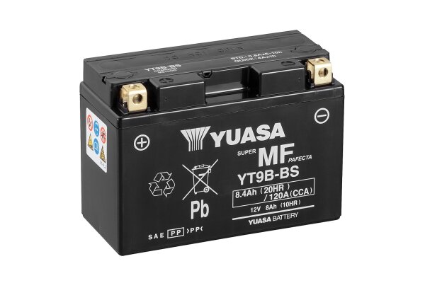 Yuasa Batterie YT9B-BS (CP) mit Säurepack 12V/8AH (10 Std.) [150x70x105] CCA=120A