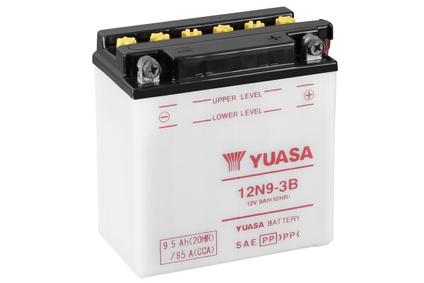 Yuasa Batterie 12N9-3B (CP) mit Säurepack 12V/9AH (10 Std.) [135x75x139] CCA=85A