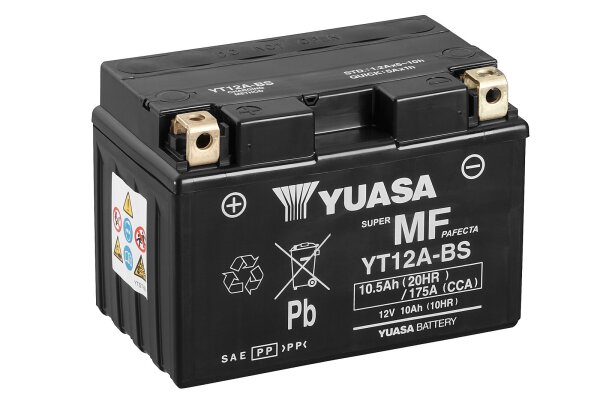 Yuasa Batterie YT12A-BS (CP) mit Säurepack 12V/10AH (10 Std.) [150x87x105] CCA=175A