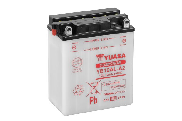 Yuasa Batterie YB12AL-A2 (CP) mit Säurepack 12V/12AH (10 Std.) [134x80x160] CCA=150A