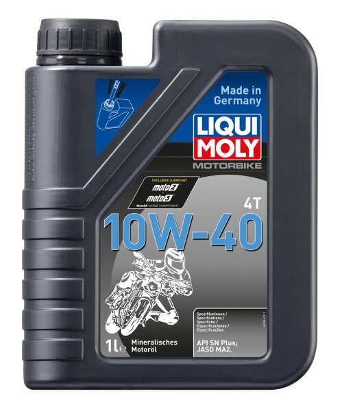 Liqui Moly Motorbike 4T 10W-40 1 Liter Kanister API SN PLUS, JASO MA2 mineralisch