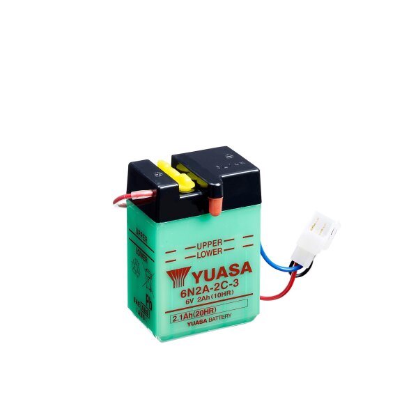 Yuasa Batterie 6N2A-2C-3 (DC) ohne Säure 6V/2AH (10 Std.) [70x47x106] Säurefüllmenge 100 ml