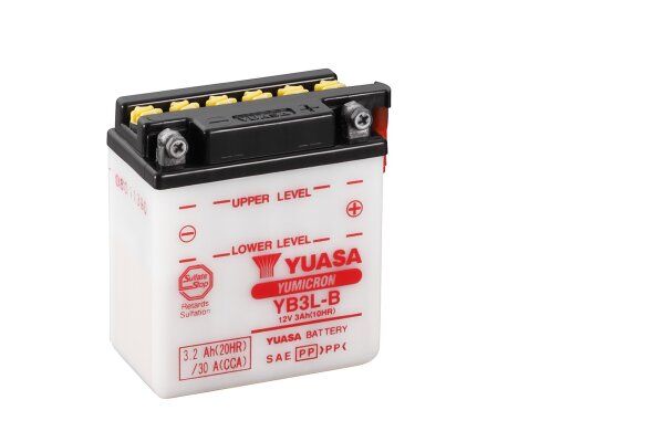 Yuasa Batterie YB3L-B (CP) mit Säurepack 12V/3AH (10 Std.) [99x57x111] CCA=30A