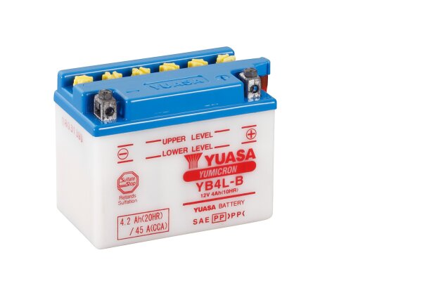 Yuasa Batterie YB4L-B (DC) ohne Säure 12V/4AH (10 Std.) [121x71x93] CCA=45A Säurefüllmenge 300 ml