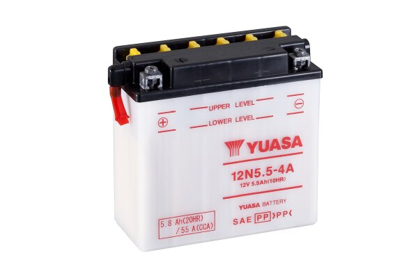 Yuasa Batterie 12N5.5-4A (DC) ohne Säure / C-Ware 12V/5,5AH (10 Std.) [135x60x130] CCA=55A Säurefüllmenge 400 ml