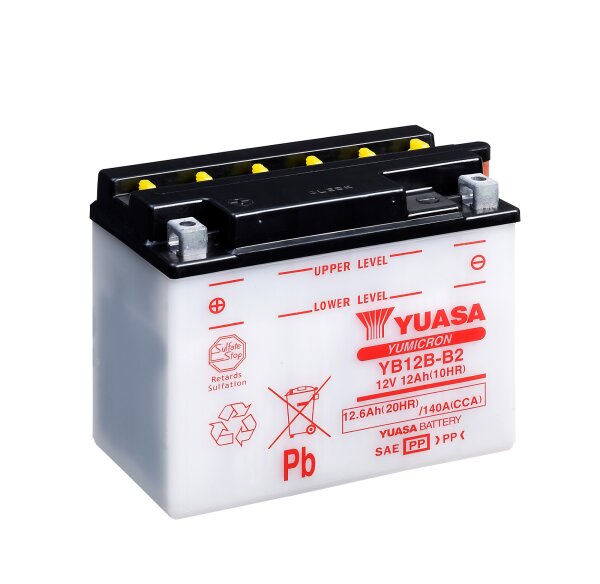 Yuasa Batterie YB12B-B2 (DC) ohne Säure 12V/11AH (10 Std.) [160x90x130] CCA=140A Säurefüllmenge 800 ml