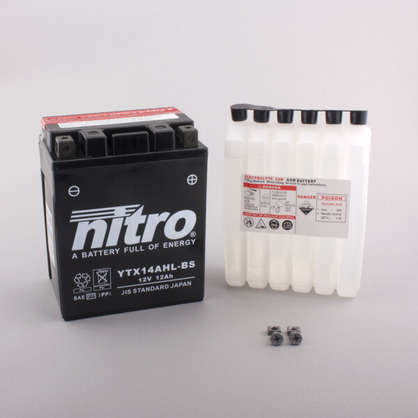 Nitro Batterie NTX14AHL-BS (CP) HP mit Säurepack 12V/12Ah [134x89x166] CCA=210A