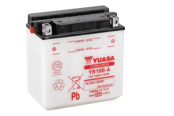 Yuasa Batterie YB16B-A (DC) ohne Säure 12V/16AH (10 Std.) [160x90x161] CCA=207A Säurefüllmenge 1000 ml