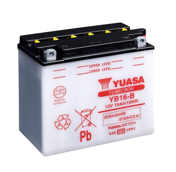 Yuasa Batterie YB16-B (DC) ohne Säure 12V/19AH (10 Std.) [175x100x155] CCA=215A Säurefüllmenge 1200 ml