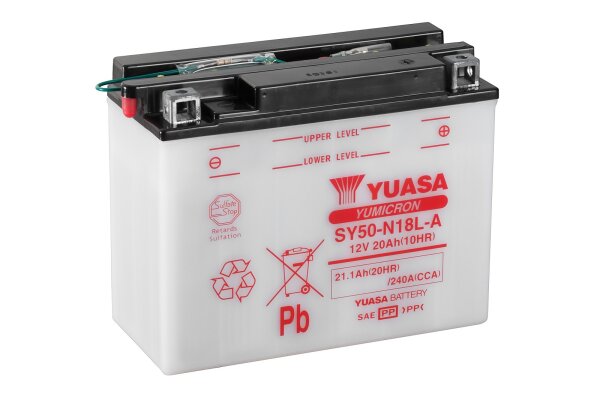 Yuasa Batterie SY50-N18L-AT (CP) mit Säurepack 12V/20AH (10 Std.) [205x90x162] CCA=240A