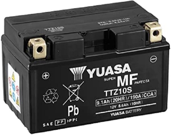 Yuasa Batterie TTZ10S (WC) AGM / Gel 12V/8,7AH (10 Std.) [150x87x93] CCA=190A