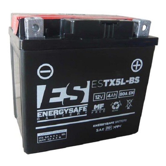 ES Energy Safe Batterie ENERGYSAFE ESTX5L-BS (CP) mit Säurepack 12V/4AH (10 Std.) [114x71x106] CCA=80A (2 Jahre Garantie - s. Artikeltext)