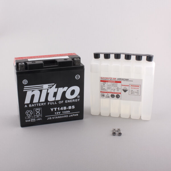 Nitro Batterie NT14B-BS (CP) mit Säurepack 12V/12Ah [150x70x145] CCA=210A