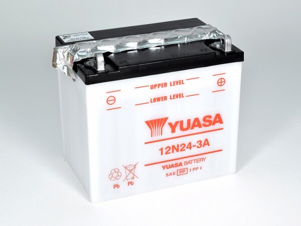 Yuasa Batterie 12N24-3A (DC) ohne Säure 12V/24AH (10 Std.) [184x124x175] CCA=200A Säurefüllmenge 1800 ml