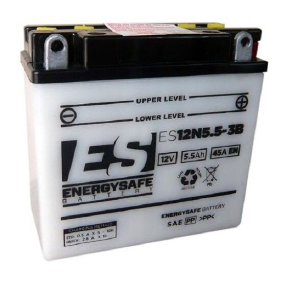 ES Energy Safe Batterie ENERGYSAFE ES12N5.5-3B (CP) mit Säurepack 12V/6AH (10 Std.) [138x61x131] CCA=45A (2 Jahre Garantie - s. Artikeltext)