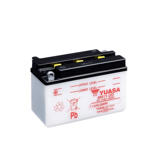 Yuasa Batterie 6N11-2D (DC) ohne Säure 6V/11AH (10 Std.) [150x70x100] Säurefüllmenge 400 ml