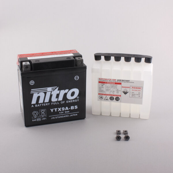 Nitro Batterie NTX9A-BS (CP) mit Säurepack 12V/9Ah [135x75x135] CCA=135A