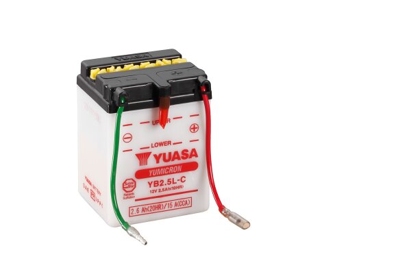 Yuasa Batterie YB2.5L-C (DC) ohne Säure 12V/2,5AH (10 Std.) [81x71x106] CCA=15A Säurefüllmenge 250 ml