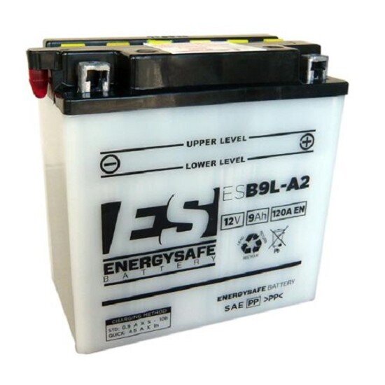 ES Energy Safe Batterie ENERGYSAFE ESB9L-A2 (CP) mit Säurepack 12V/9AH (10 Std.) [135x75x139] CCA=120A (2 Jahre Garantie - s. Artikeltext)