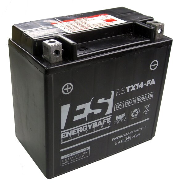 ES Energy Safe Batterie ENERGYSAFE ESTX14-B4 (WC) AGM/ Gel 12V/12AH (10 Std.) [150x87x145] CCA=190A (2 Jahre Garantie - s. Artikeltext)