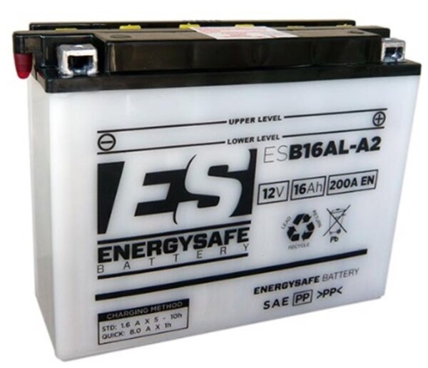 ES Energy Safe Batterie ENERGYSAFE ESB16AL-A2 (CP) mit Säurepack 12V/16AH (10 Std.) [207x72x164] CCA=200A (2 Jahre Garantie - s. Artikeltext)