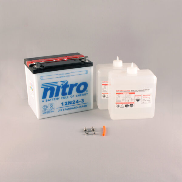 Nitro Batterie 12N24-3 (CP) mit Säurepack 12V/24Ah [184x124x175] CCA=200A