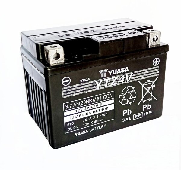 Yuasa Batterie YTZ4V (WC) AGM / Gel 12V/3AH (10 Std.) [113x70x85] CCA=64A