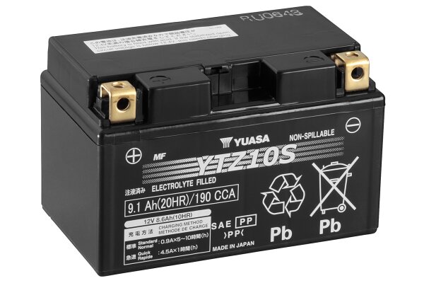 Yuasa Batterie YTZ10S (WC) AGM / Gel 12V/8,6AH (10 Std.) [150x87x93] CCA=190A