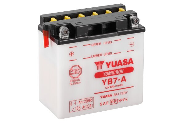 Yuasa Batterie YB7-A (DC) ohne Säure 12V/8AH (10 Std.) [136x75x133] CCA=105A Säurefüllmenge 600 ml